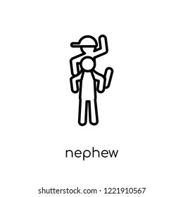 nephew icon. Trendy modern flat linear vector nephew icon on white background from thin line family relations collection, editable outline stroke vector illustration