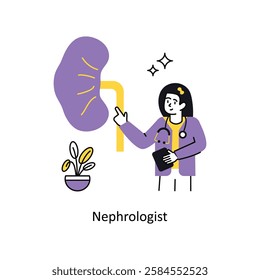 Nephrologist Concept vector illustration.  isolated on white Background. 