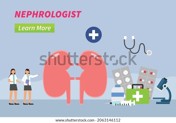 Nephrologist Vector Concept Two Female Doctors Stock Vector Royalty