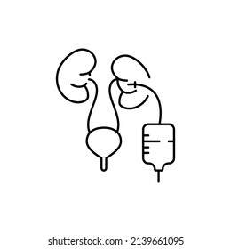 Icono de línea de color de nefrostomía. Enfermedades humanas. Pictograma para página web, aplicación móvil, promoción.