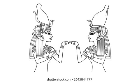 Nephthys Serket Protetor Goddesses Colorir Página Divindades Egípcias Escorpião Mágico Funerário Mitologia Linha Arte