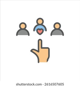 Nepotism filled outline icon. favoritism color line illustration.
