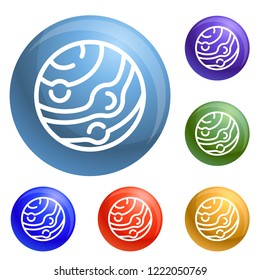 Neptun planet icons set vector 6 color isolated on white background
