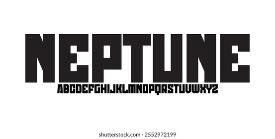 Neptune, Abstract technology science alphabet lowercase font. digital space typography vector illustration design