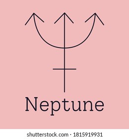 Neptune astrological and zodiac symbol. Vector sign of planet domicile for print designs - calendar, poster, sky map, sticker 