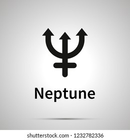 Neptune astronomical sign, simple black icon with shadow