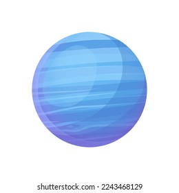 Neptune blue planet. Planet of solar system. Cartoon style vector illustration isolated on white background. 