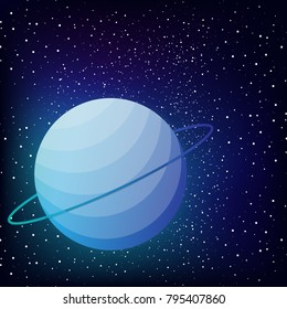 Neptune flat design with star dust scatter galaxy in space astronomy abstract background
