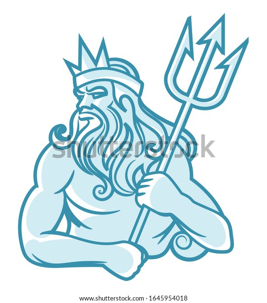 Neptune God Isolated Vector Illustration Stock Vector (Royalty Free ...