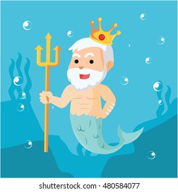 neptune with his crown and weapon