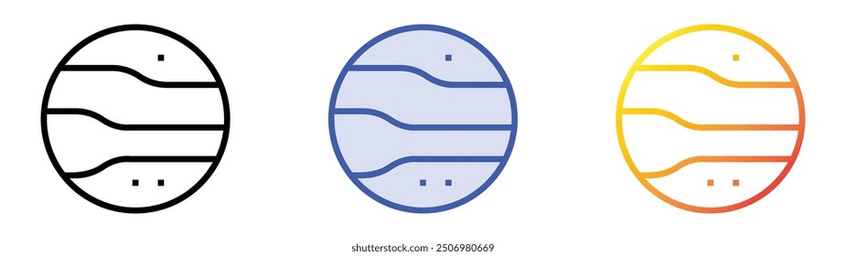 neptune icon. Linear, Blue Fill and Gradient Style Design Isolated On White Background