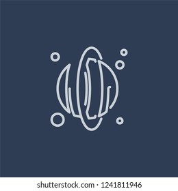Neptune icon. Neptune linear design concept from Astronomy collection. Simple element vector illustration on dark blue background.