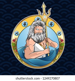 Neptune Logo Mascot. Vector illustration.