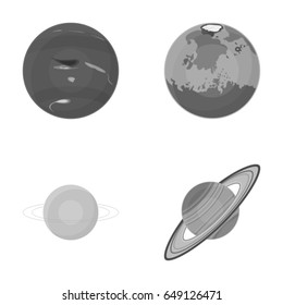 Neptune, Mars, Saturn, Uranus of the Solar System. Planets set collection icons in monochrome style vector symbol stock illustration web.