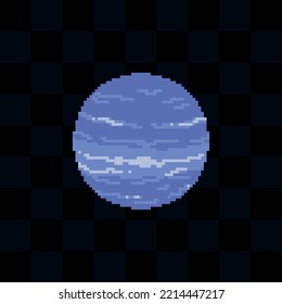 neptune pixel 8 bit planet simple illustration icon for game
