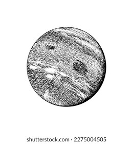 Neptune Planet. Astronomical galaxy space. Engraved hand drawn in old sketch, vintage style for label.