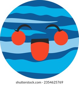 Neptune Planet Face Cartoon Expression Astrology Vector Illustration