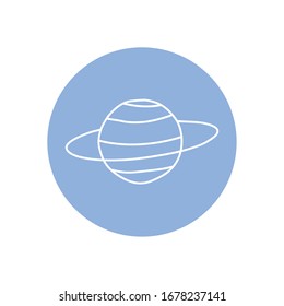 neptune planet icon over white background, minimalist tattoo concept, line block style, vector illustration