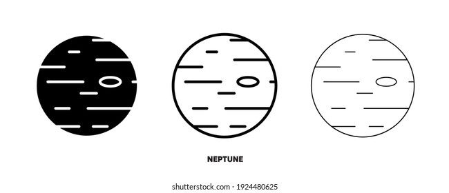Neptune planet icon vector. Simple planet Neptune sign in modern design style and logo art for website and mobile app. Editable drawing and silhouette in one.