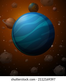 Neptune planet on space background illustration