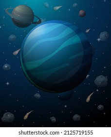 Neptune planet en la ilustración de fondo espacial
