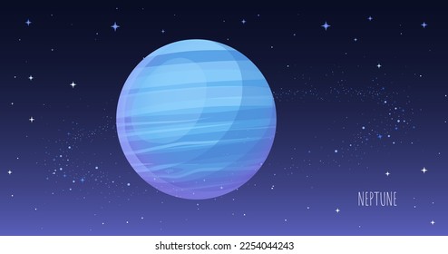 Neptune planet in outer space. Collection of Planets of solar system. Cartoon style vector illustration isolated on white background. Space galaxy background cartoon universe, cosmos dust