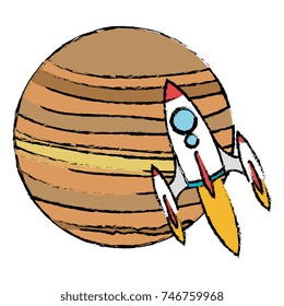 neptune planet with rocket