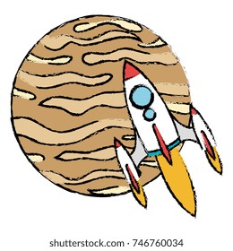 neptune planet with rocket