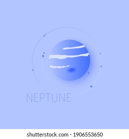 Neptune planet with satellites orbit. Vector illustration.
