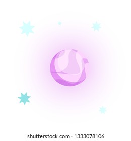 Neptune planet and stars. Pink and purple planet in sky. Can be used for topics like astrology, space, planetary