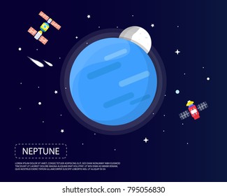 Neptune and Pluto of solar system i illustration design