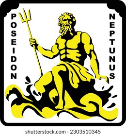 Neptune or Poseidon God of Rome and Greek Vector