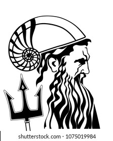 Neptune Poseidon Sea God Trident Stock Vector (Royalty Free) 1075019984