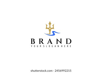 Neptune Poseidon Trident Logo Concept, Spear Simple Icon Template Design