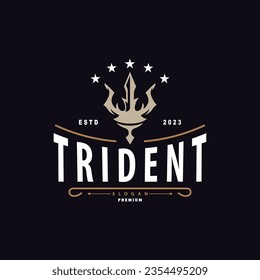 Neptune Poseidon Trident Logo, Speer Simple Vintage Template Design