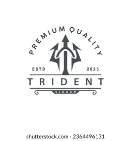 Neptune Poseidon Trident Logo, Spear Simple Vintage Template Design