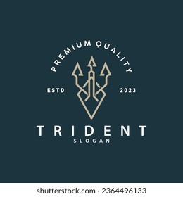 Neptune Poseidon Trident Logo, Spear Simple Vintage Template Design