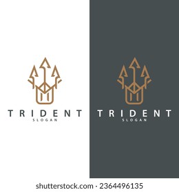 Neptune Poseidon Trident Logo, Spear Simple Vintage Template Design