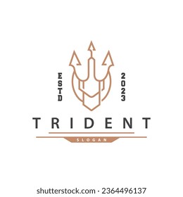 Neptune Poseidon Trident Logo, Spear Simple Vintage Template Design