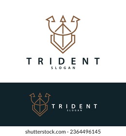 Neptune Poseidon Trident Logo, Spear Simple Vintage Template Design