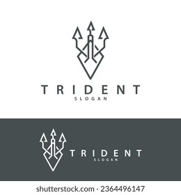 Neptune Poseidon Trident Logo, Spear Simple Vintage Template Design