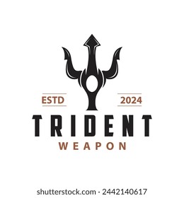 Neptune Poseidon Trident Logo, Spear Simple Vintage Template Design