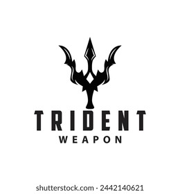 Neptune Poseidon Trident Logo, Spear Simple Vintage Template Design