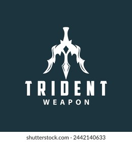 Neptune Poseidon Trident Logo, Spear Simple Vintage Plantilla De Diseño