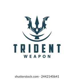 Neptune Poseidon Trident Logo, Spear Simple Vintage Template Design
