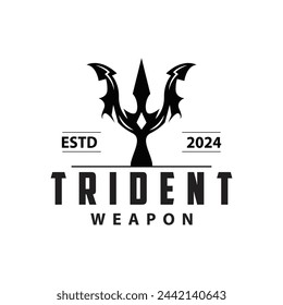 Neptune Poseidon Trident Logo, Spear Simple Vintage Template Design
