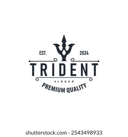Neptune Poseidon Trident Logo, Spear Simple Vintage Template Design