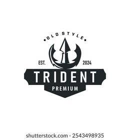 Neptune Poseidon Trident Logo, Spear Simple Vintage Template Design