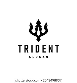 Neptune Poseidon Trident Logo, Spear Simple Vintage Template Design