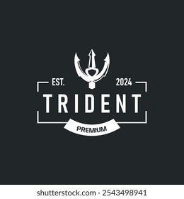 Neptune Poseidon Trident Logo, Spear Diseño de Plantilla de Antiguas simple